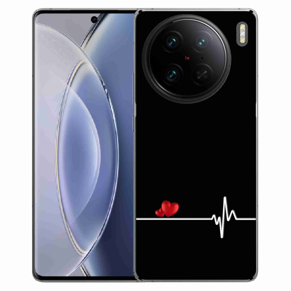 Gelový kryt mmCase na Vivo X90 Pro - srdce a tep černé pozadí