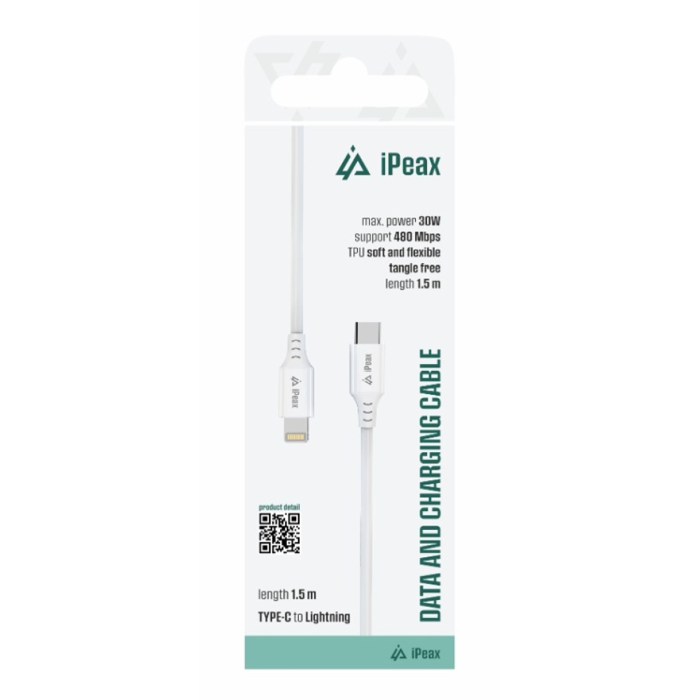 iPEAX TPU kabel USB-C / lightning 1,5 m, USB 2.0 - bílý
