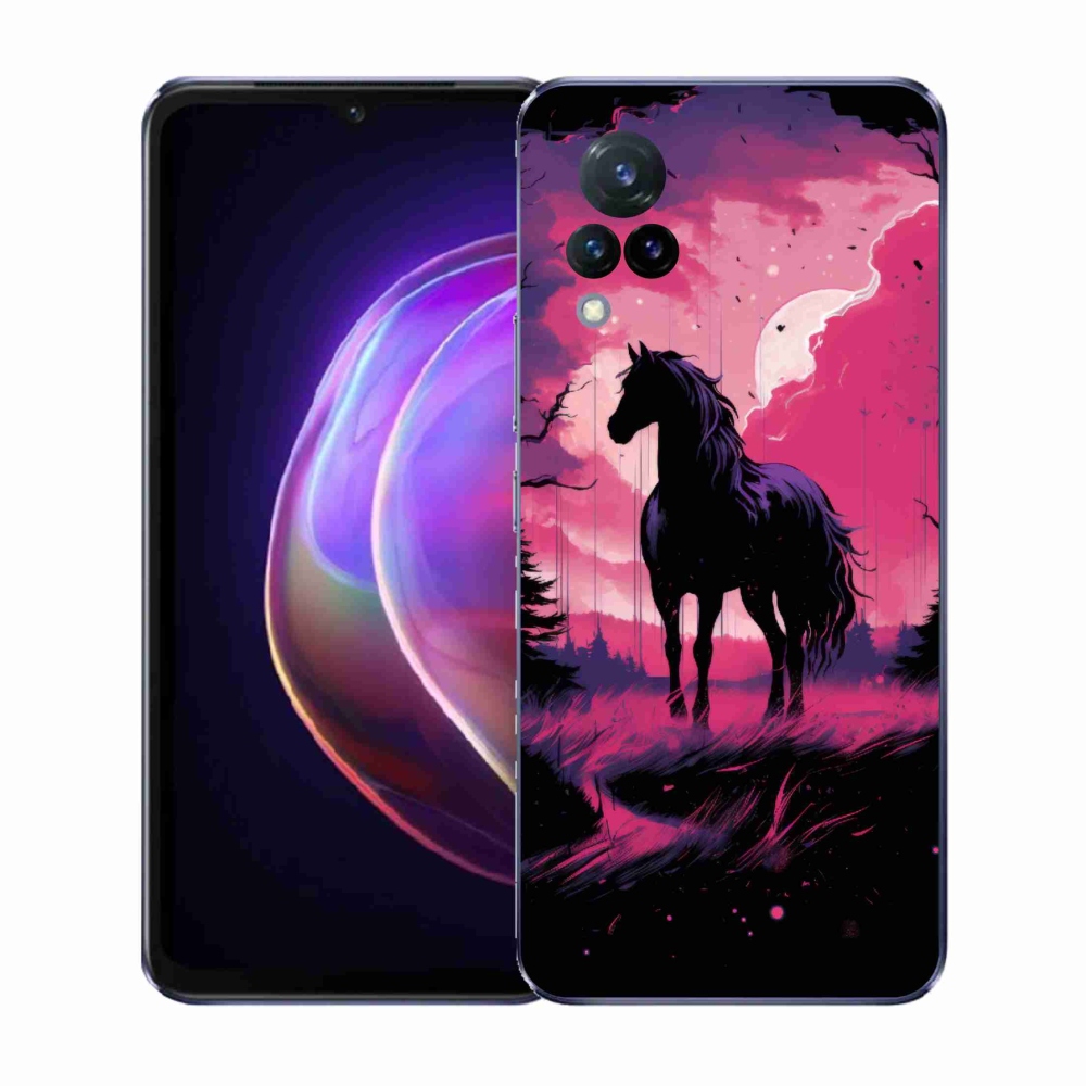 Gelový kryt mmCase na Vivo V21 4G/5G - černý kreslený kůň 1