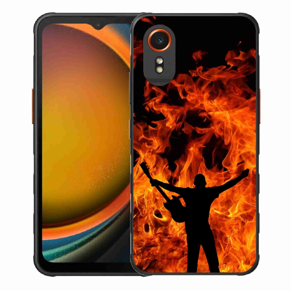 Gelový kryt mmCase na Samsung Galaxy Xcover 7 - muzikant a oheň