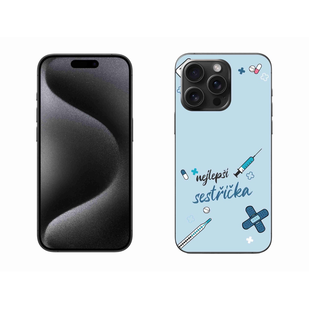 Gelový kryt mmCase na iPhone 15 Pro Max - nejlepší sestřička modré pozadí