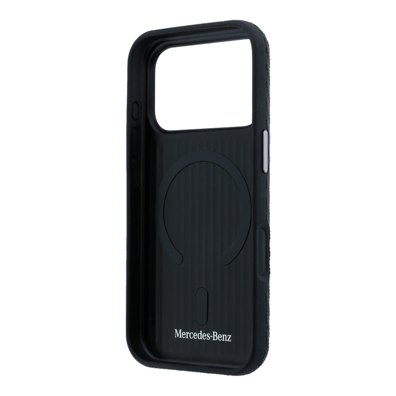 Mercedes PU Leather Semi Wrap MagSafe Zadní Kryt pro iPhone 17 Pro Black