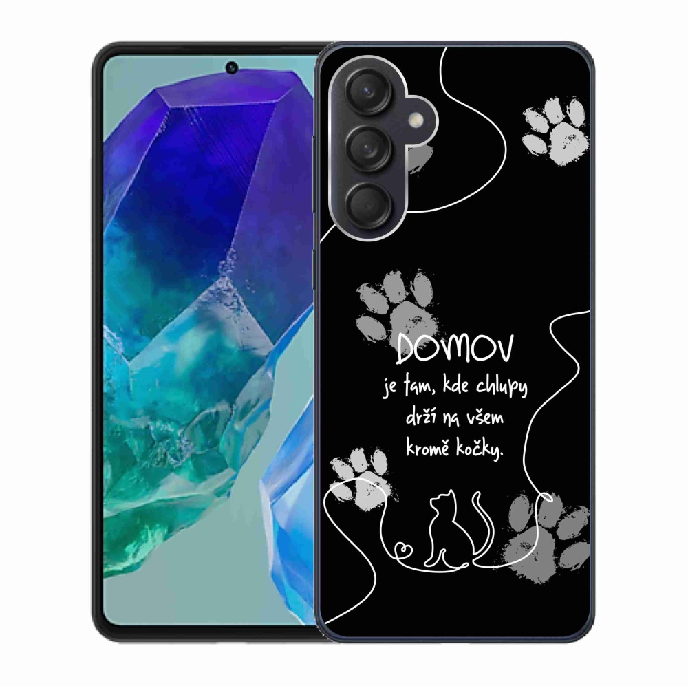 Gelový kryt mmCase na Samsung Galaxy M55 5G - kočičí motiv černé pozadí