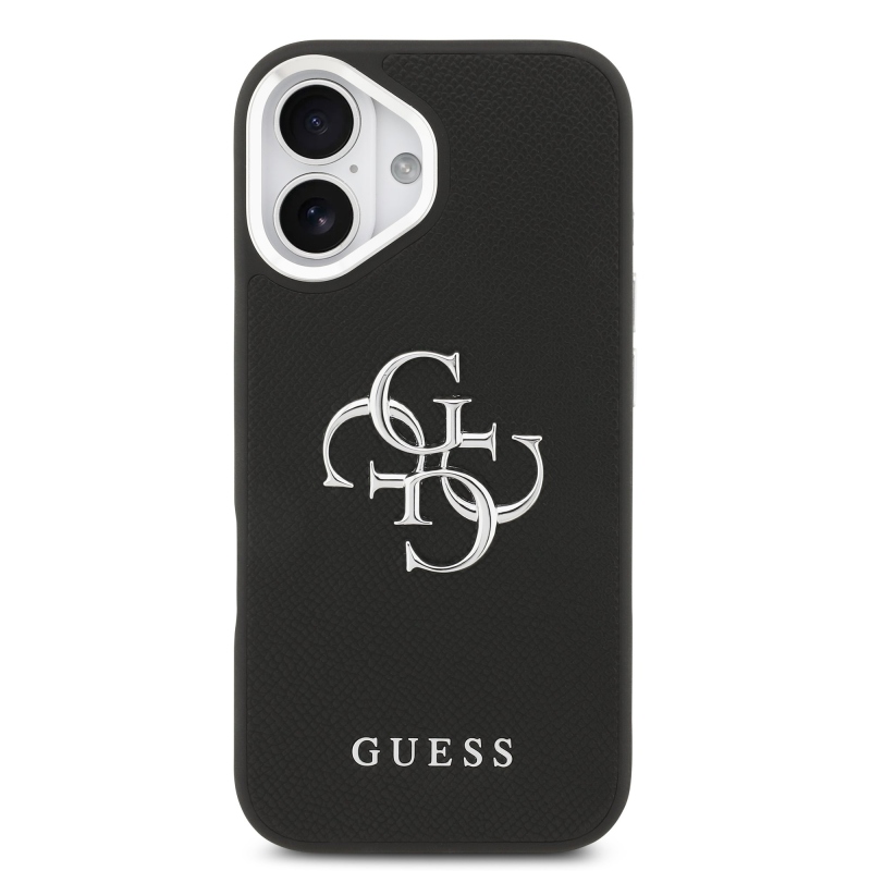 Guess PU Grained 4G Metal Logo Zadní Kryt pro iPhone 17 Black