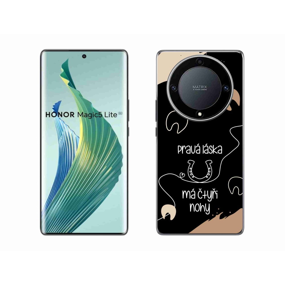 Gelový kryt mmCase na Honor Magic 5 Lite 5G - koňský motiv černé pozadí