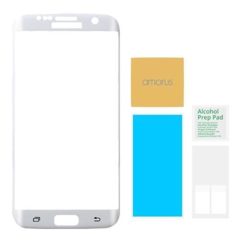 AMR celoplošné fixační tvrzené sklo na Samsung Galaxy S7 edge - bílý lem