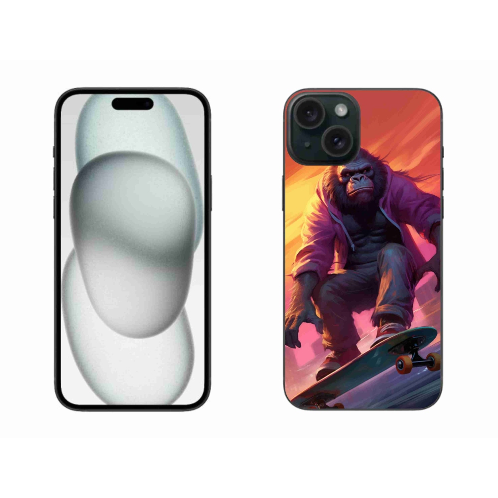 Gelový kryt mmCase na iPhone 15 Plus - gorila na skateboardu