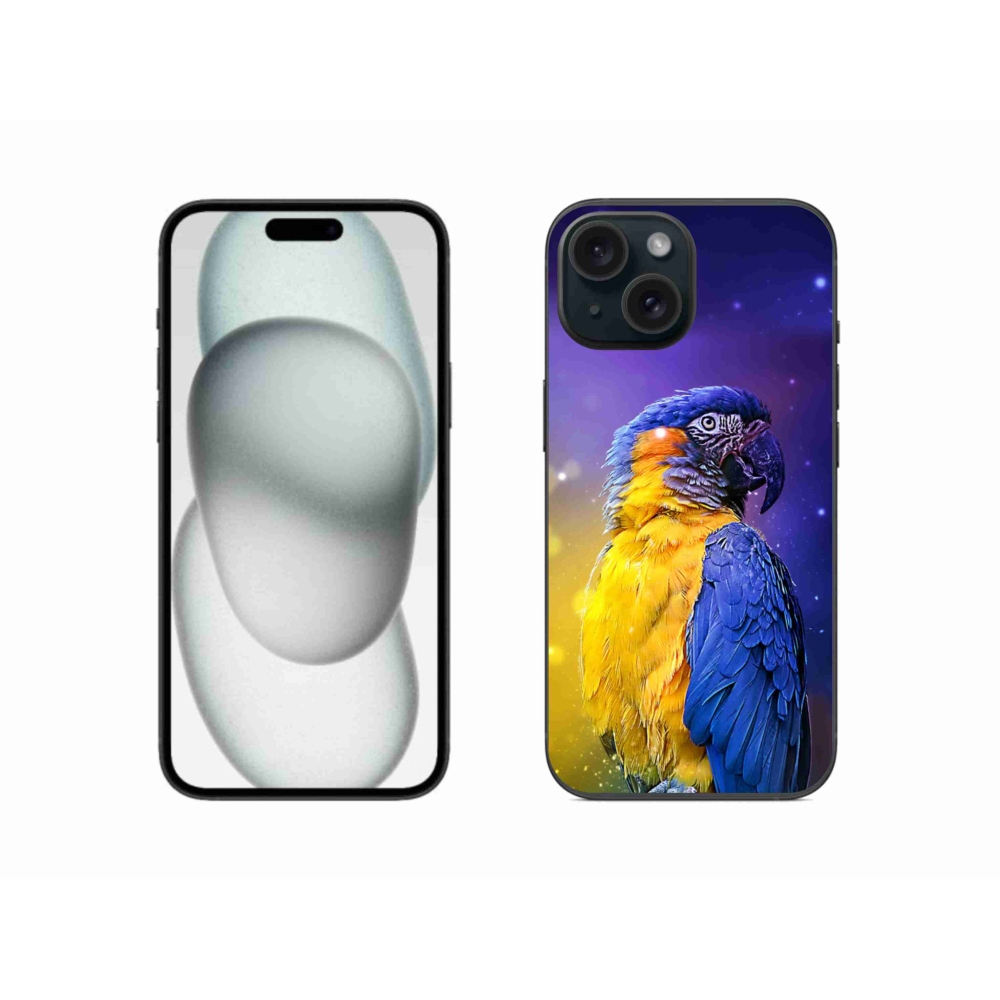Gelový obal mmCase na iPhone 15 - papoušek ara 1