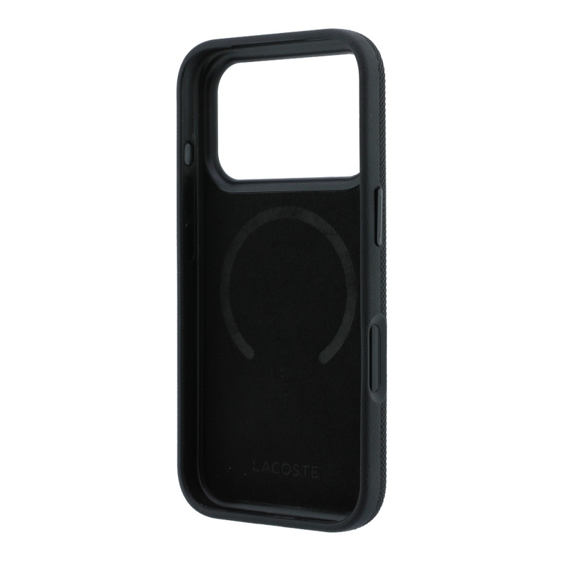 Lacoste PVC Petit Pique Semi Wrap Ring Stand MagSafe Zadní Kryt pro iPhone 18 Pro Max Black