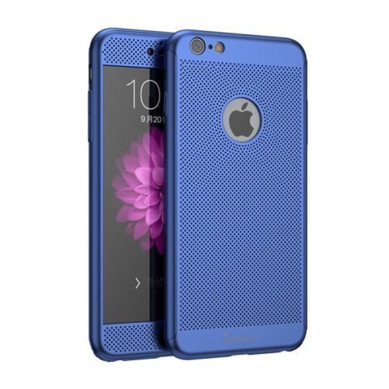 Antiotiskový plastový obal s tvrzeným sklem na iPhone 6 Plus a 6s Plus - modrý