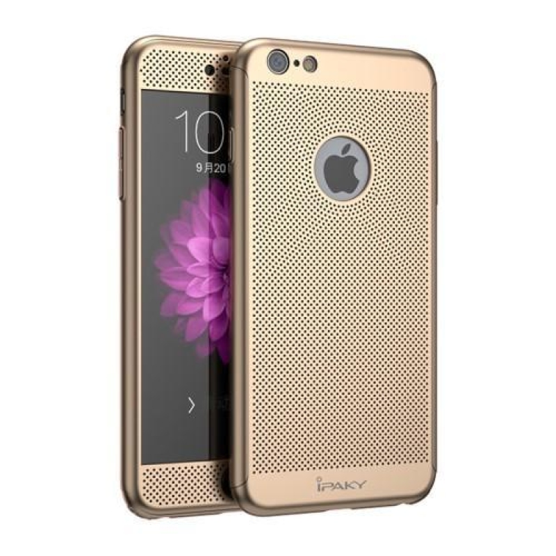 Antiotiskový plastový obal s tvrzeným sklem na iPhone 6 Plus a 6s Plus - zlatý