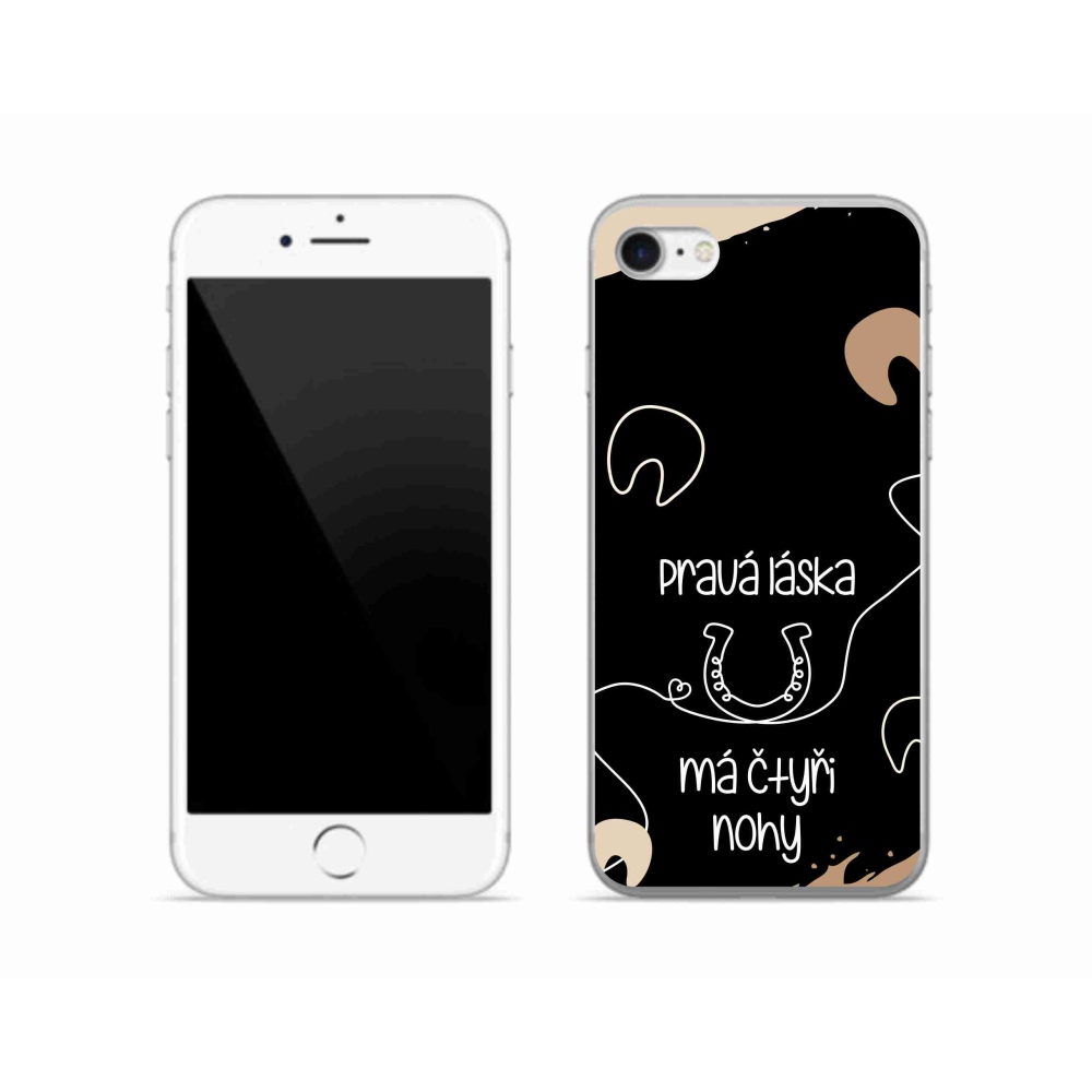 Gelový kryt mmCase na iPhone SE (2022) - koňský motiv černé pozadí
