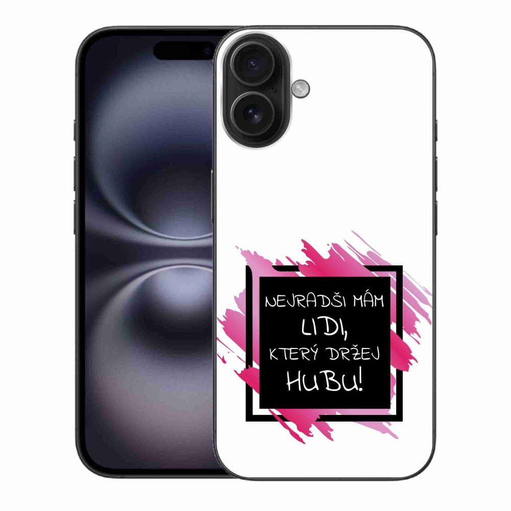 Gelový kryt mmCase na iPhone 16 Plus - vtipný text 7 černobílé pozadí