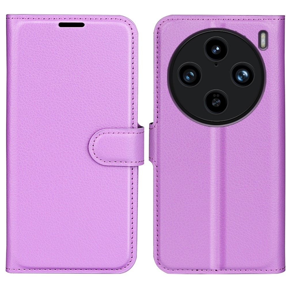 Litchi knížkové pouzdro na Vivo X100 Pro 5G - fialové
