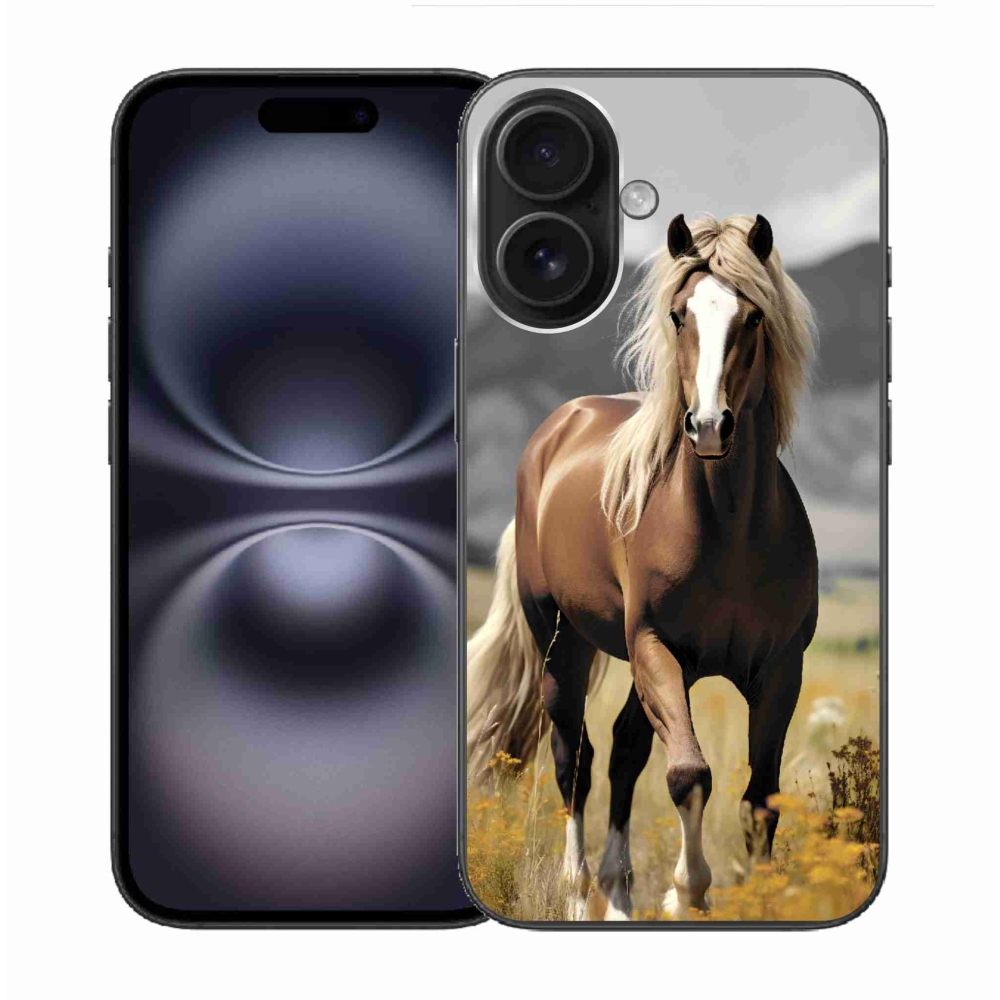 Gelový kryt mmCase na iPhone 16 - hnědý kůň 1