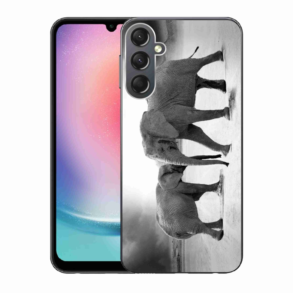 Gelový kryt mmCase na Samsung Galaxy A24 - černobílí sloni