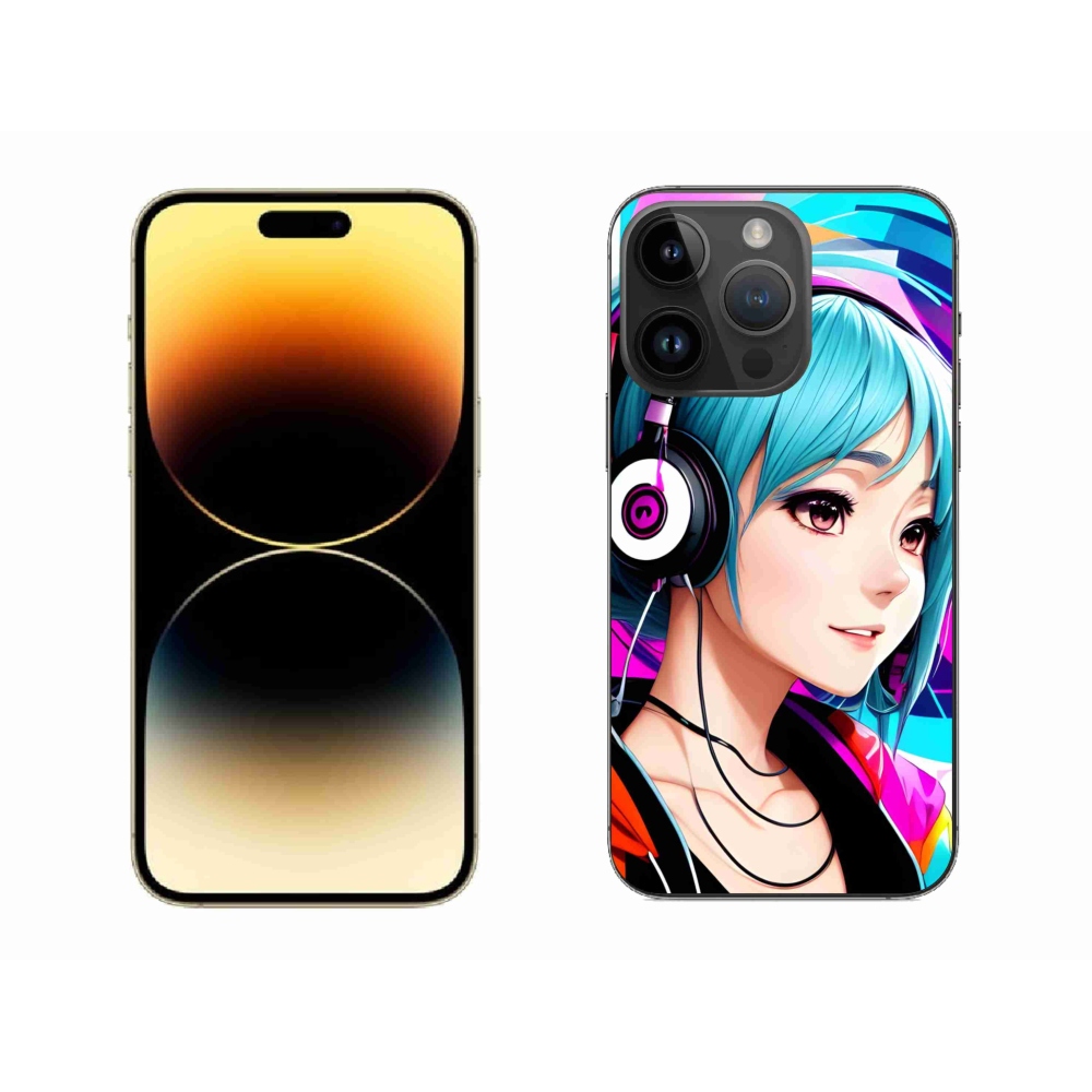 Gelový kryt mmCase na iPhone 14 Pro Max - dívka se sluchátky
