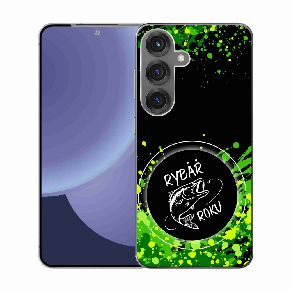 Gelový kryt mmCase na Samsung Galaxy S25 - rybář roku černé pozadí