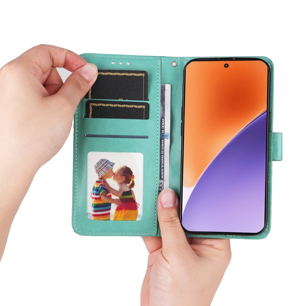 Sunflower knížkové pouzdro na Xiaomi 15 - modrozelené
