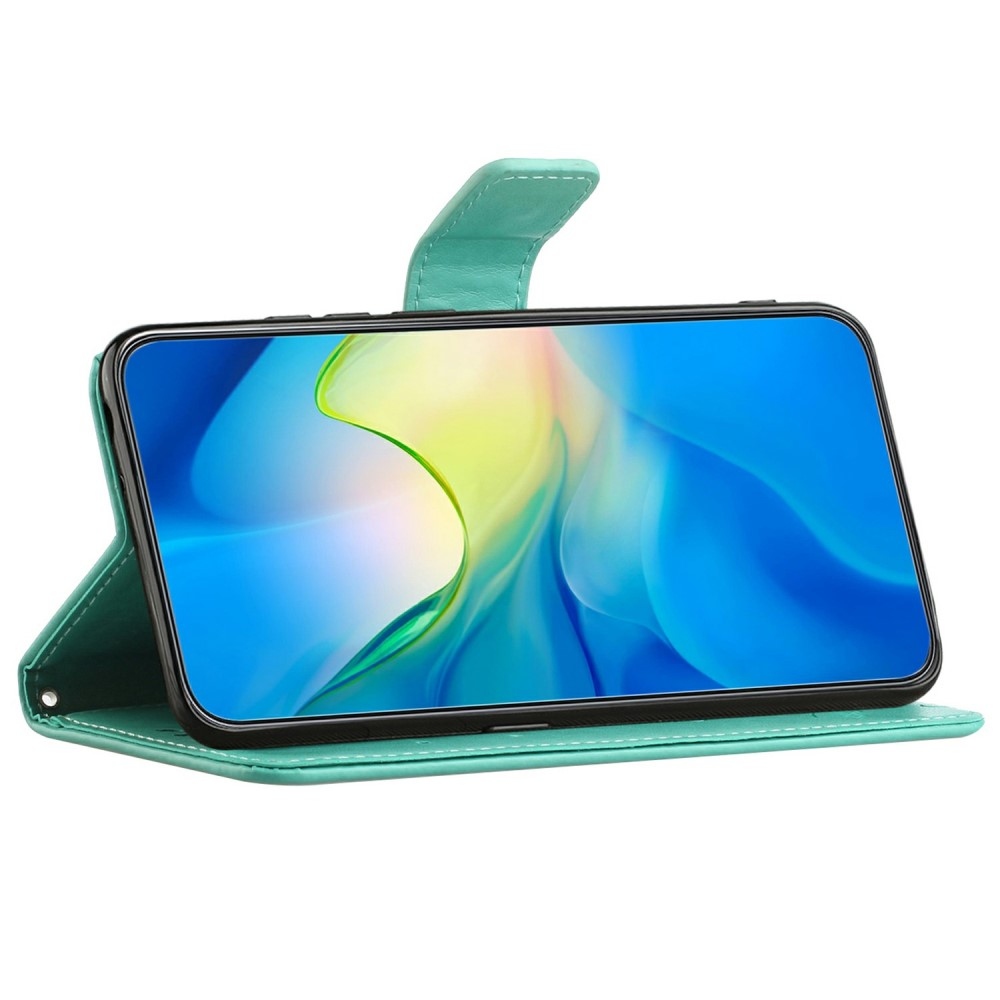 Flower knížkové pouzdro na Samsung Galaxy A26 5G - modrozelené