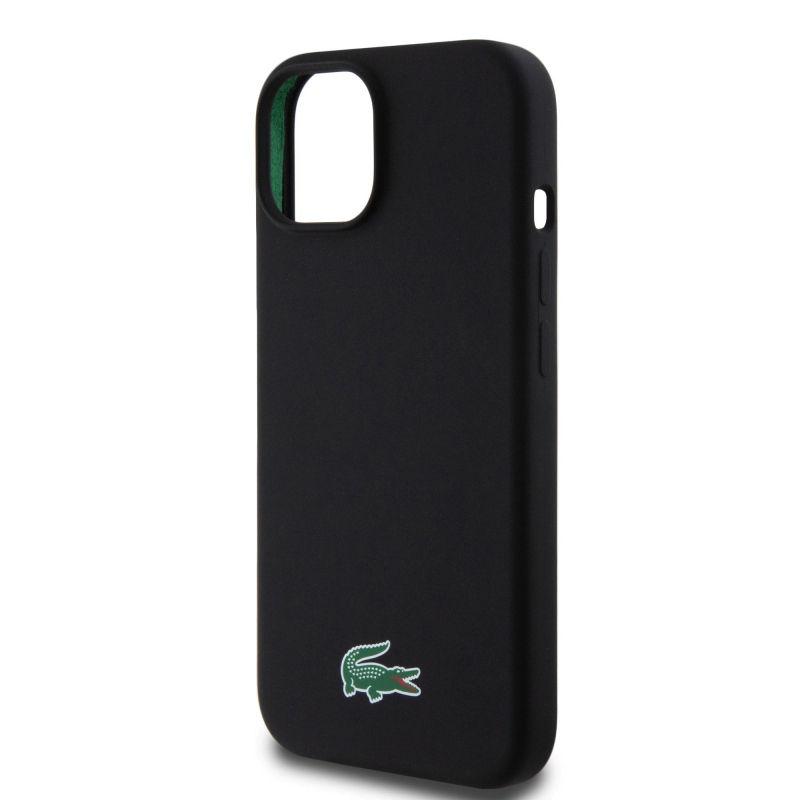 Lacoste Liquid Silicone Microfiber Croc Logo Magsafe Zadní Kryt pro iPhone 15 Black