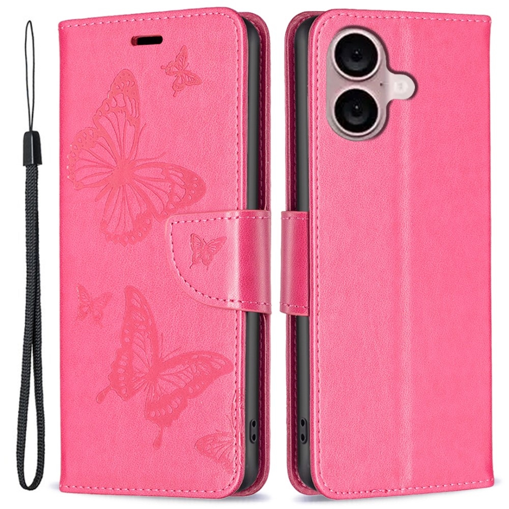 Butterfly knížkové pouzdro na iPhone 16 - rose