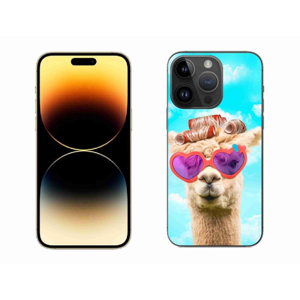 Gelový kryt mmCase na iPhone 14 Pro Max - lama s brýlemi