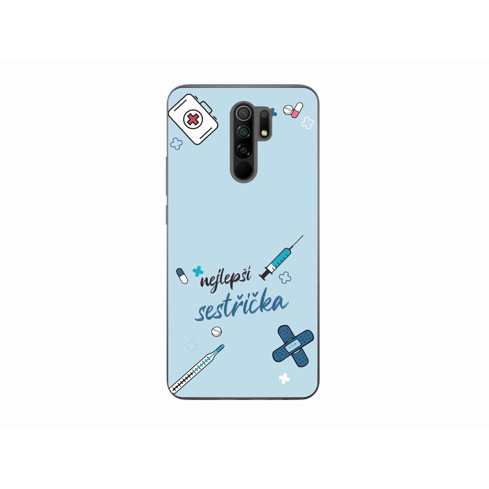 Gelový kryt mmCase na Xiaomi Redmi 9 - nejlepší sestřička modré pozadí