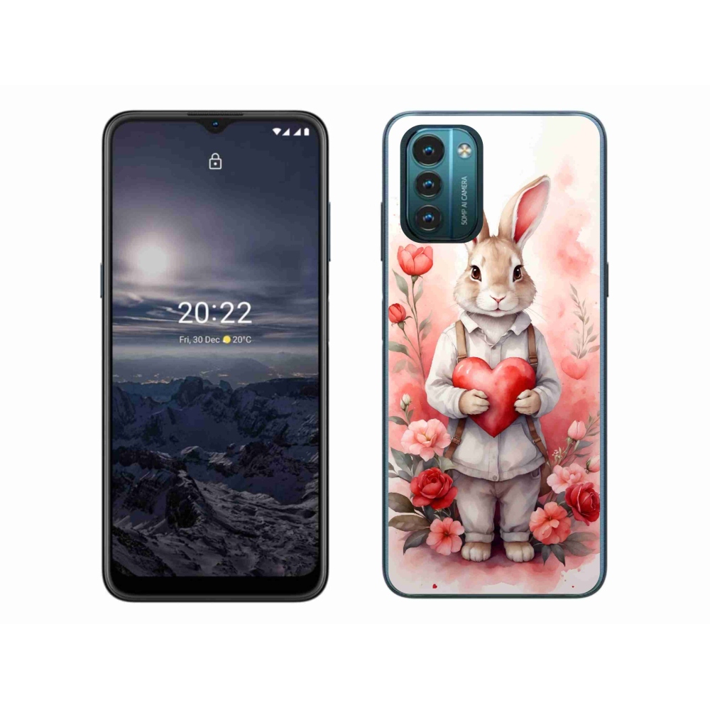 Gelový kryt mmCase na Nokia G11/G21 - zajíc se srdíčkem