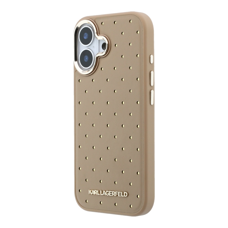 Karl Lagerfeld PU Perforated Gold Dots MagSafe Zadní Kryt pro iPhone 17 Beige