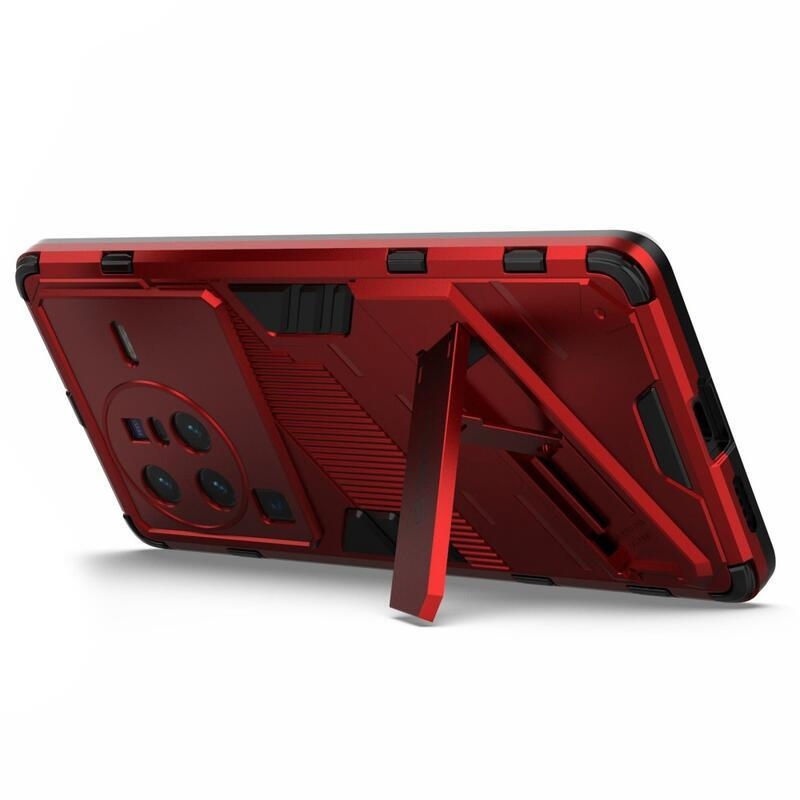 Armor hybridní odolný kryt s výklopným stojánkem na mobil Vivo X80 Pro - červený