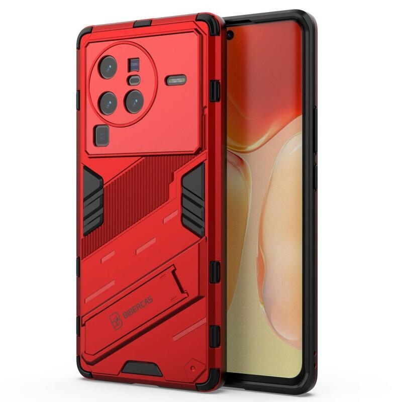 Armor hybridní odolný kryt s výklopným stojánkem na mobil Vivo X80 Pro - červený
