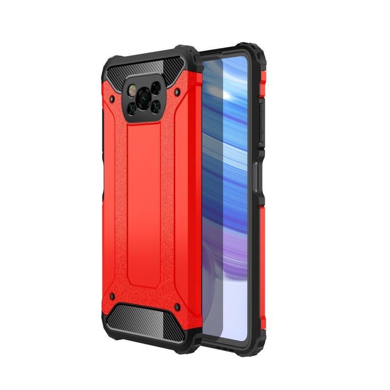 Armor odolný hybridní kryt pro mobil Xiaomi Poco X3/X3 Pro - červený