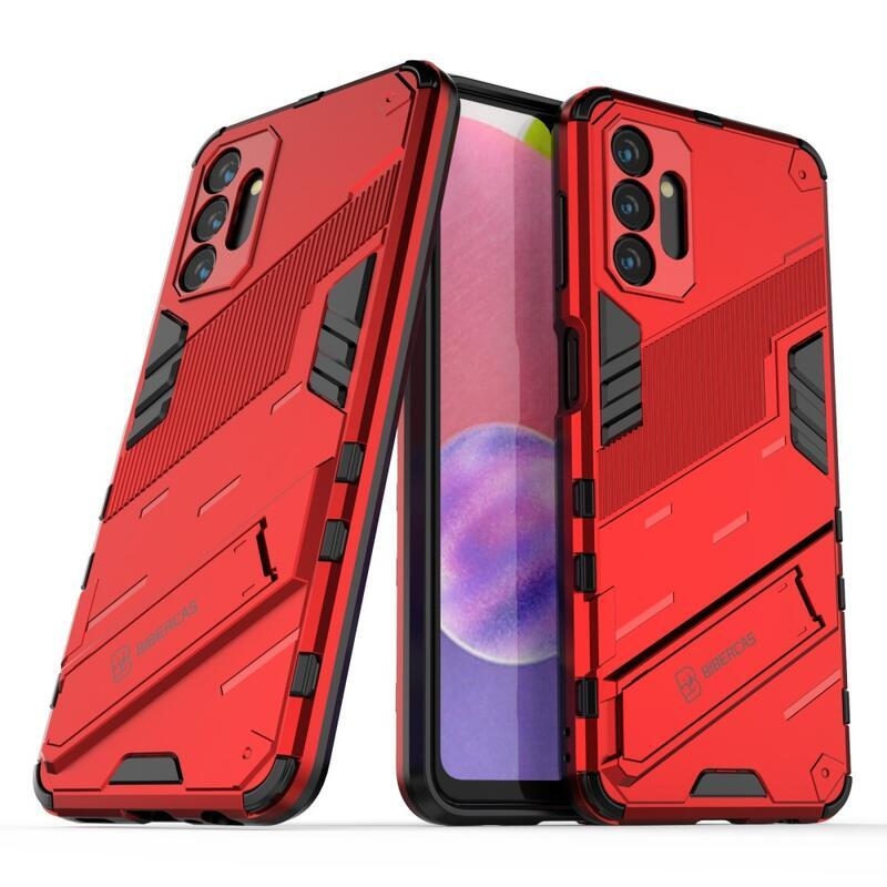 Armor odolný hybridní kryt s výklopným stojánkem pro mobil Samsung Galaxy A13 5G/Galaxy A04s (164.7 x 76.7 x 9.1 mm) - červený