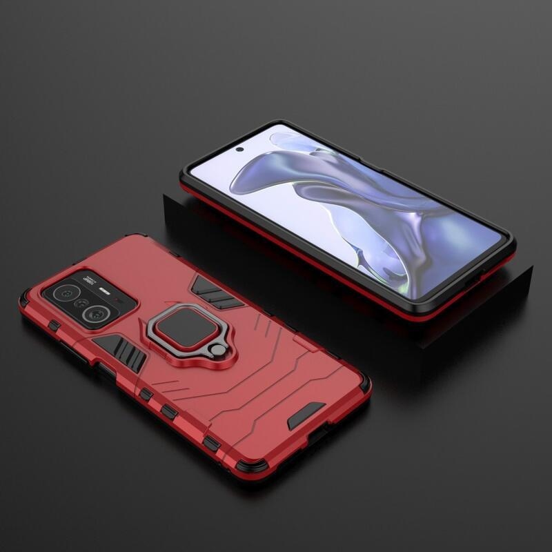 Guardy hybridní odolný kryt s úchopem na prst na mobil Xiaomi 11T/11T Pro - červený