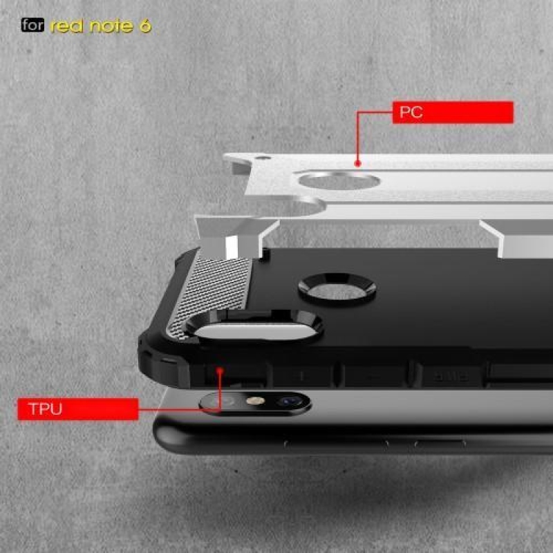 Armory odolný hybridní kryt na Xiaomi Redmi Note 6 Pro - stříbrný