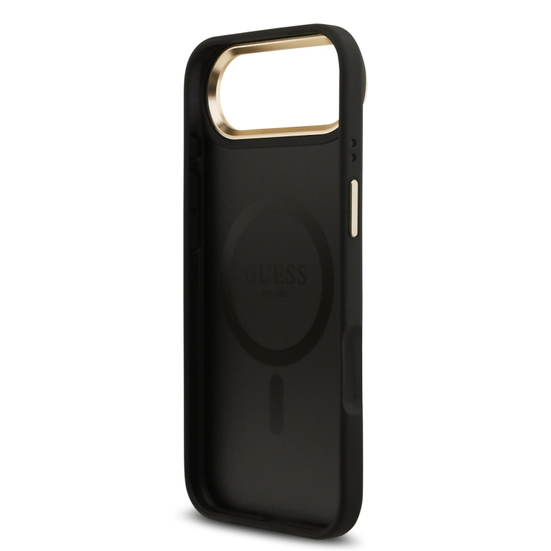 Guess PU Leather 4G Gold Frame MagSafe Zadní Kryt pro iPhone Air Black