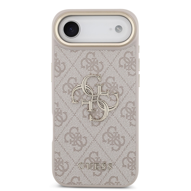 Guess PU Leather 4G Metal Logo Gold Frame Zadní Kryt pro iPhone Air Pink