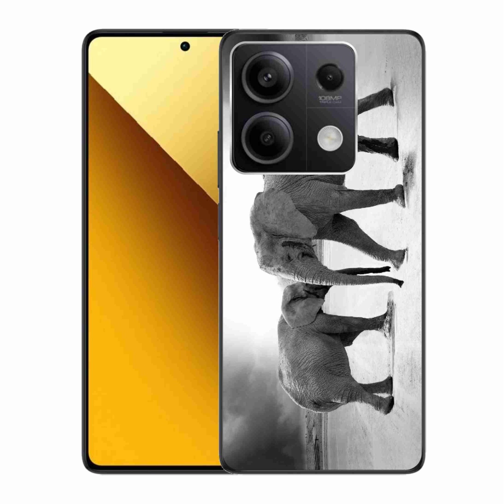 Gelový kryt mmCase na Xiaomi Redmi Note 13 5G - černobílí sloni