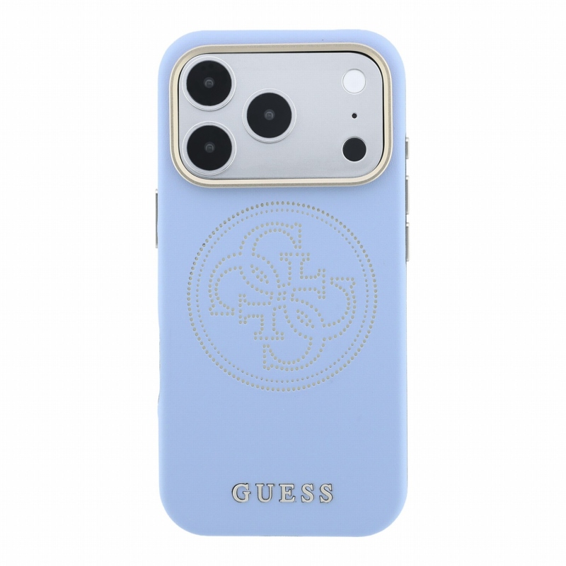 Guess PU Semi Wrap Perforated 4G Logo MagSafe Zadní Kryt pro iPhone 18 Pro Max Blue