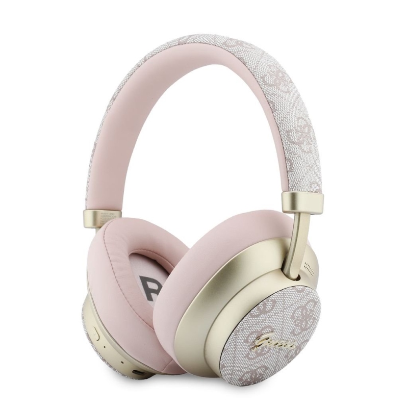 Guess PU 4G Gold Script Metal Logo ENC Bezdrátová Sluchátka Pink