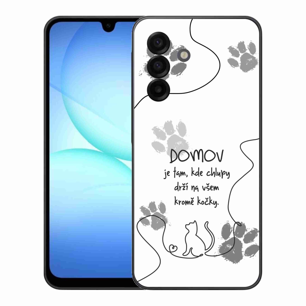 Gelový kryt mmCase na Samsung Galaxy A17 4G/5G - kočičí motiv bílé pozadí