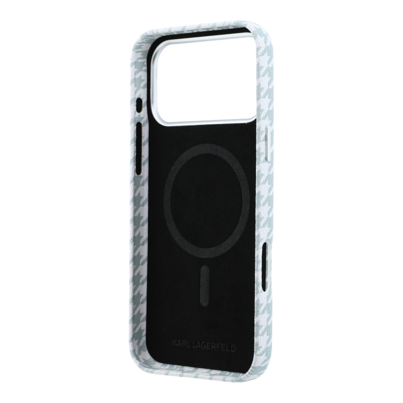 Karl Lagerfeld PU Houndstooth Resin Plate MagSafe Zadní Kryt pro iPhone 17 Pro Max Blue