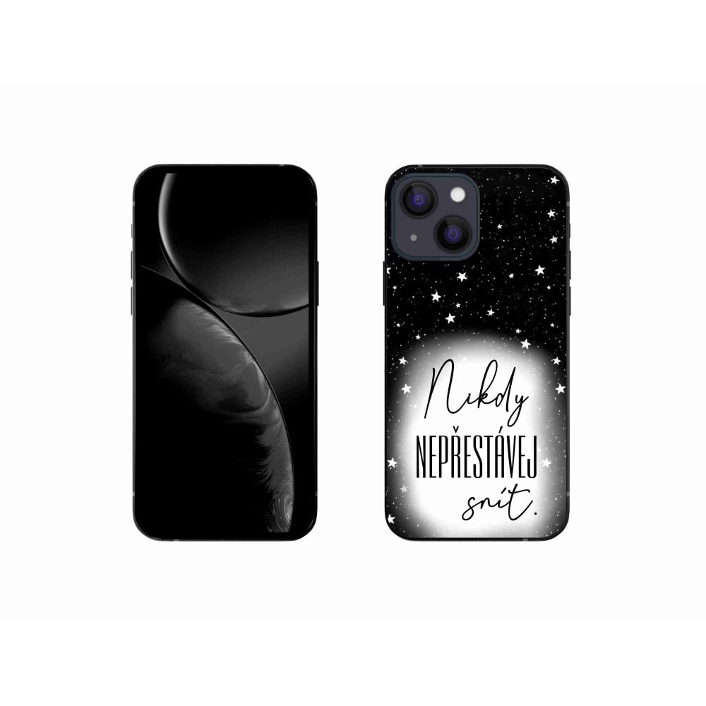Gelový kryt mmCase na iPhone 13 mini 5.4 - citát 1 bíločerné pozadí