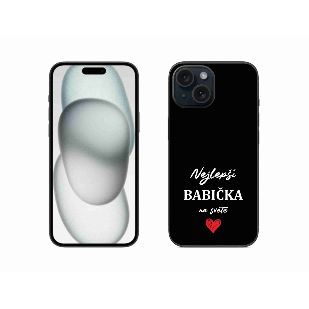 Gelový kryt mmCase na iPhone 15 - nejlepší babička 1 černé pozadí
