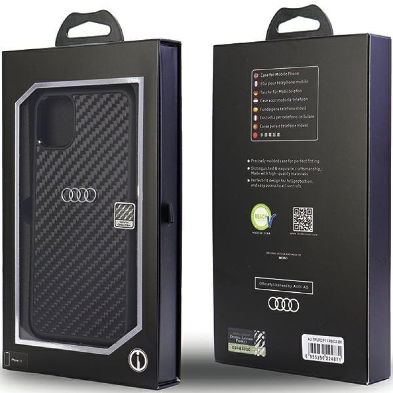 Audi Carbon Fiber Zadní Kryt pro iPhone 11/XR Black 
