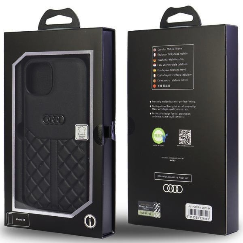Audi Genuine Leather Zadní Kryt pro iPhone 11/XR Black