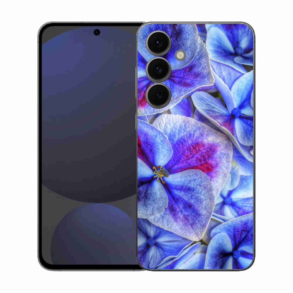 Gelový kryt mmCase na Samsung Galaxy S25 FE - modré květy 1