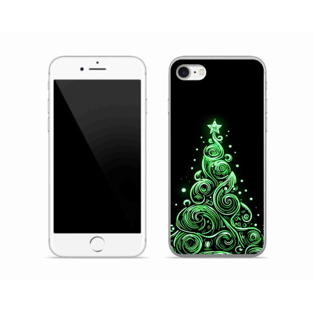 Gelový kryt mmCase na iPhone SE (2020) - neonový vánoční stromek 3
