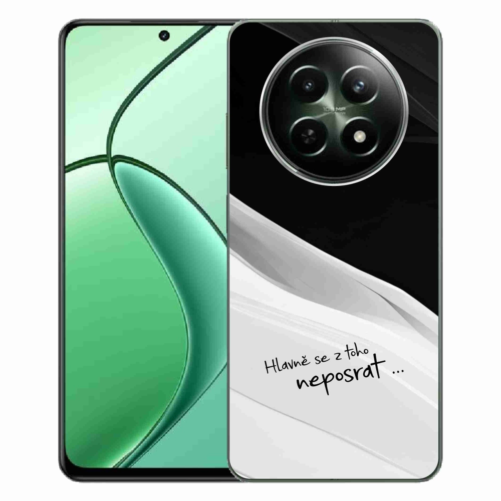 Gelový kryt mmCase na Realme 12 5G/12x 5G - vtipný text 13 bíločerné pozadí